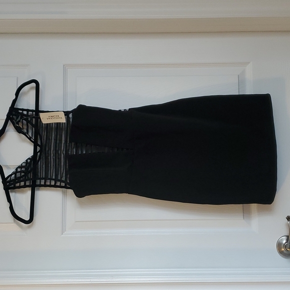 Little black dress with sheer plunging neck and back - Picture 1 of 4